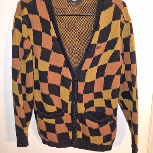 Vans Women's Checkerboard Knit Cardigan - Mustard & Rust